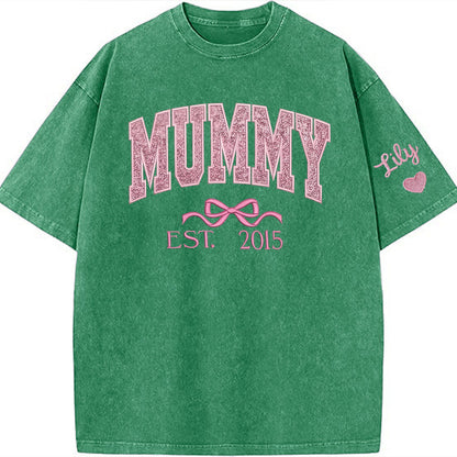 Mom glitter embroidered Washed T-shirt&sweatshirt mother day/personalized year.