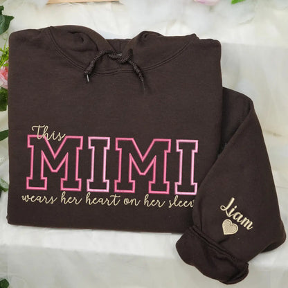 Custom Embroidered This Mimi Wears Her Heart on Her Sleeve Sweatshirt | Mother's Day Gifts