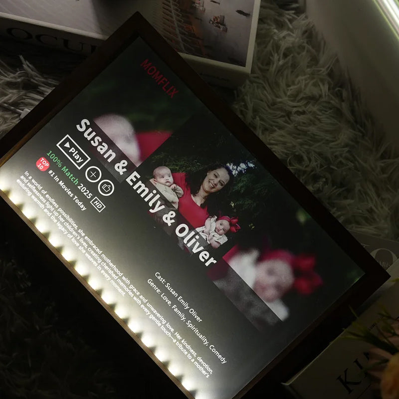 🎬 MOM/MUMFLIX Personalized Mother’s Day Photo Light Frame