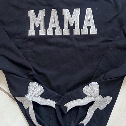 Custom Viral Side Bow Glitter MAMA Sweatshirt | Mother's Day Gifts