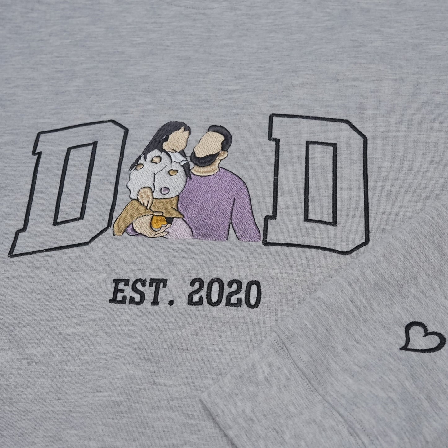 Custom Portrait from Photo Sweatshirt Embroidered Dad,Papa Sweatshirt