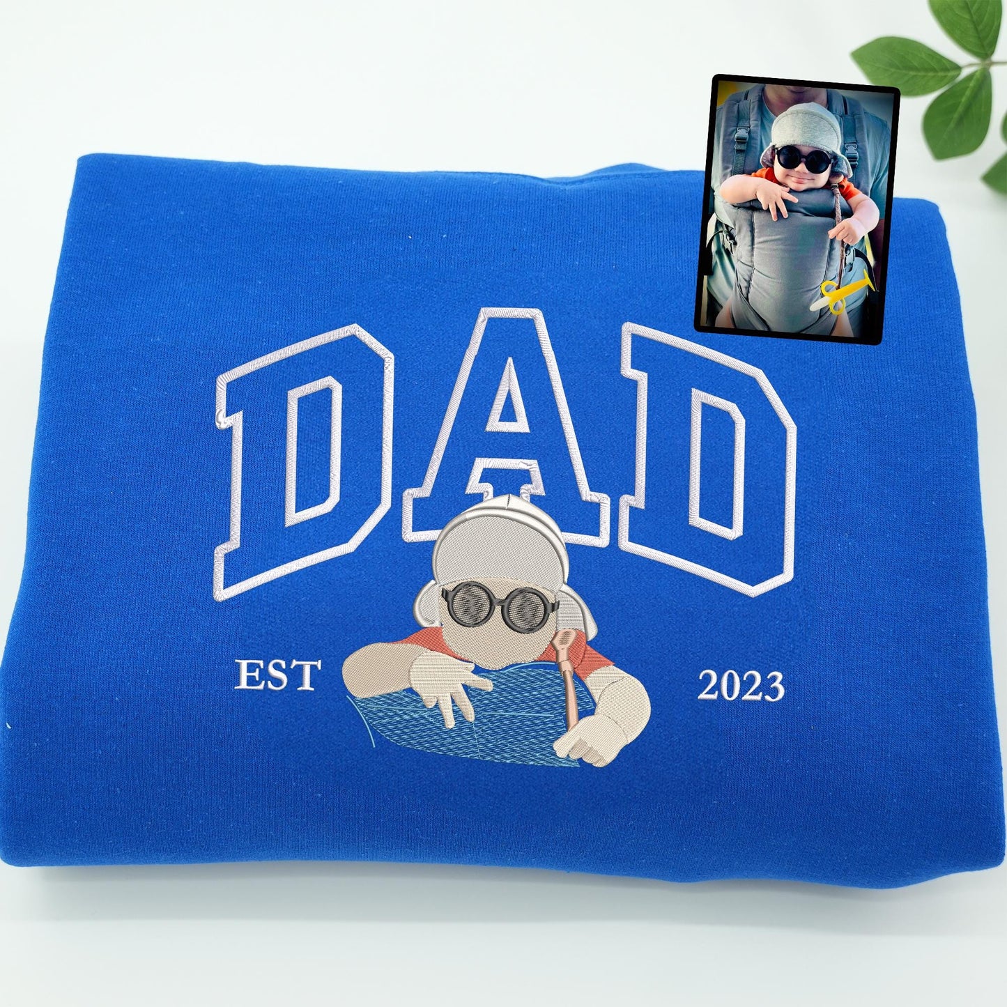 Custom Embroidered Dad Sweatshirt with Photo,Gift for Dad from Mom