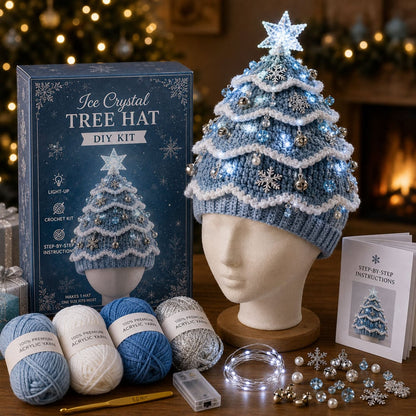 Light-Up Christmas Tree Crochet Hat DIY Kit
