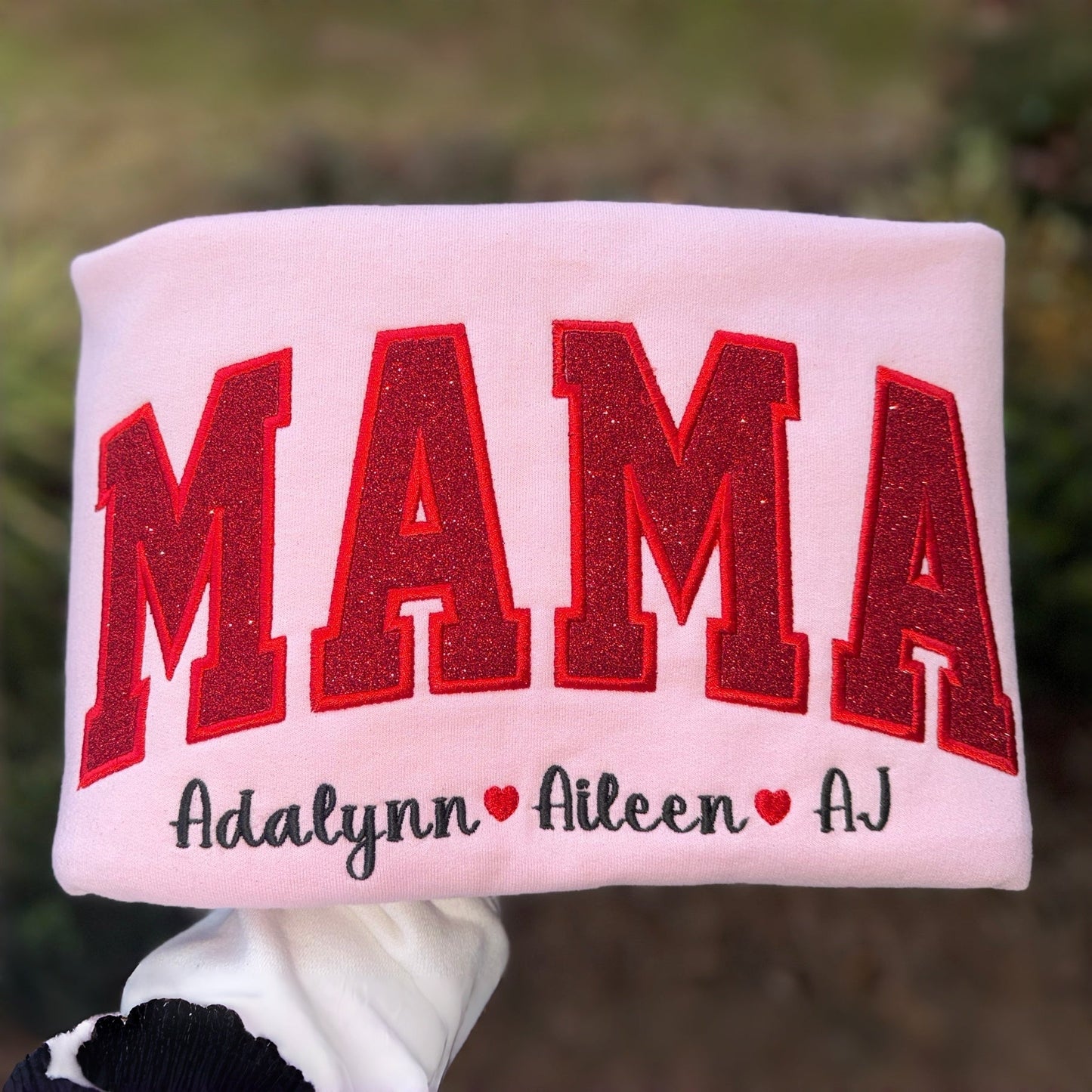 Custom Glitter Embroidered Mama and Babies Sweatshirt | Mother's Day Gift