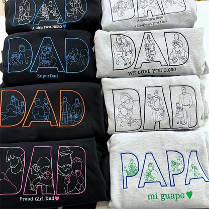 Custom Papa,Dad Ever -Embroidered Sweatshirt For Father's Day - Gifts for Dad, Papa, Daddy and Grandpa