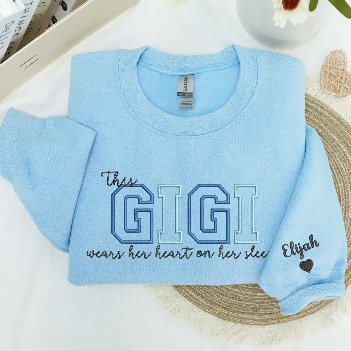 Custom Embroidered This Gigi Wears Her Heart on Her Sleeve Sweatshirt | Mother's Day Gifts