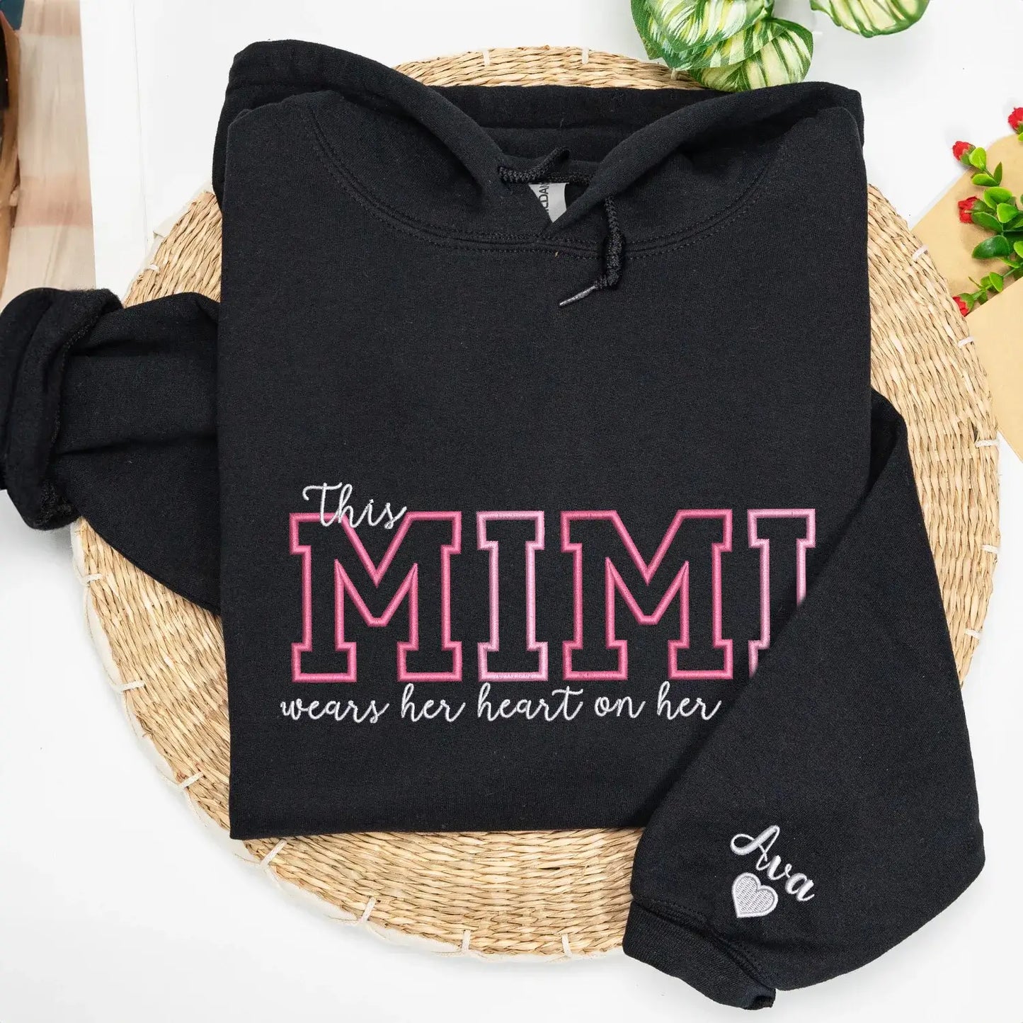 Custom Embroidered This Mimi Wears Her Heart on Her Sleeve Sweatshirt | Mother's Day Gifts
