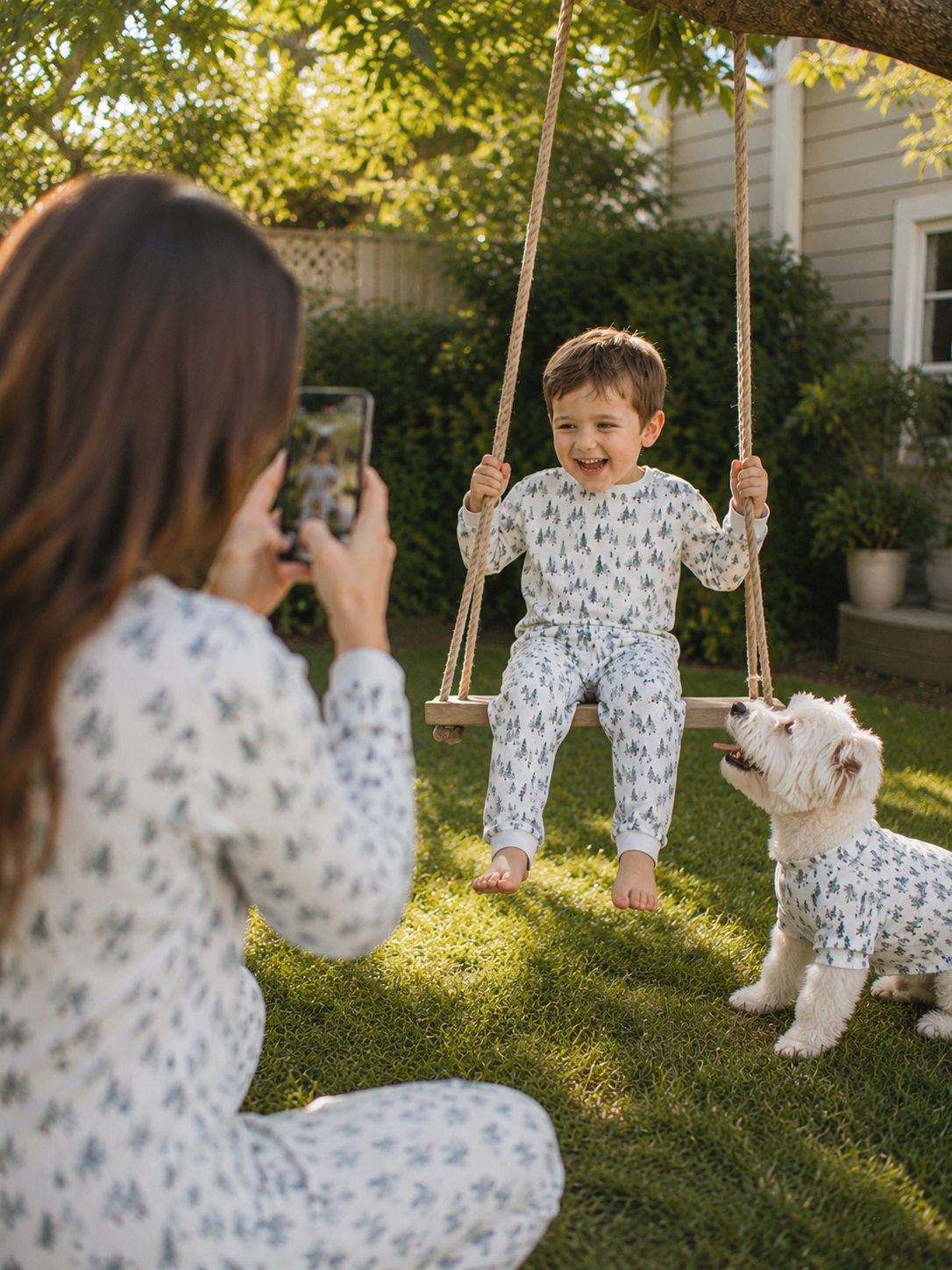 Piney Nights-Family Matching Christmas Cardigan Pajamas