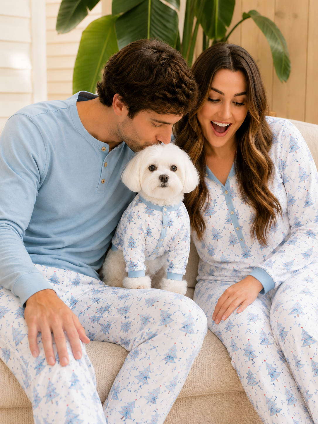 Blue Winter Blooms-Family Matching Christmas Pajamas