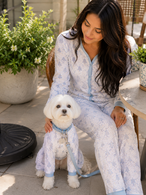 Blue Winter Blooms-Family Matching Christmas Pajamas