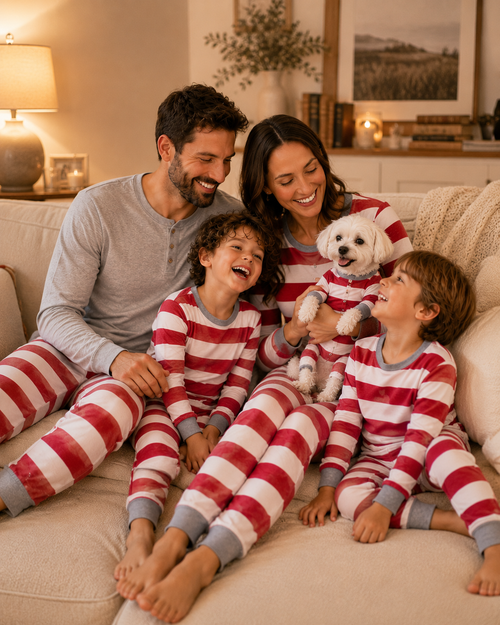 Sweet Holiday Stripes-Family Matching Christmas Pajamas