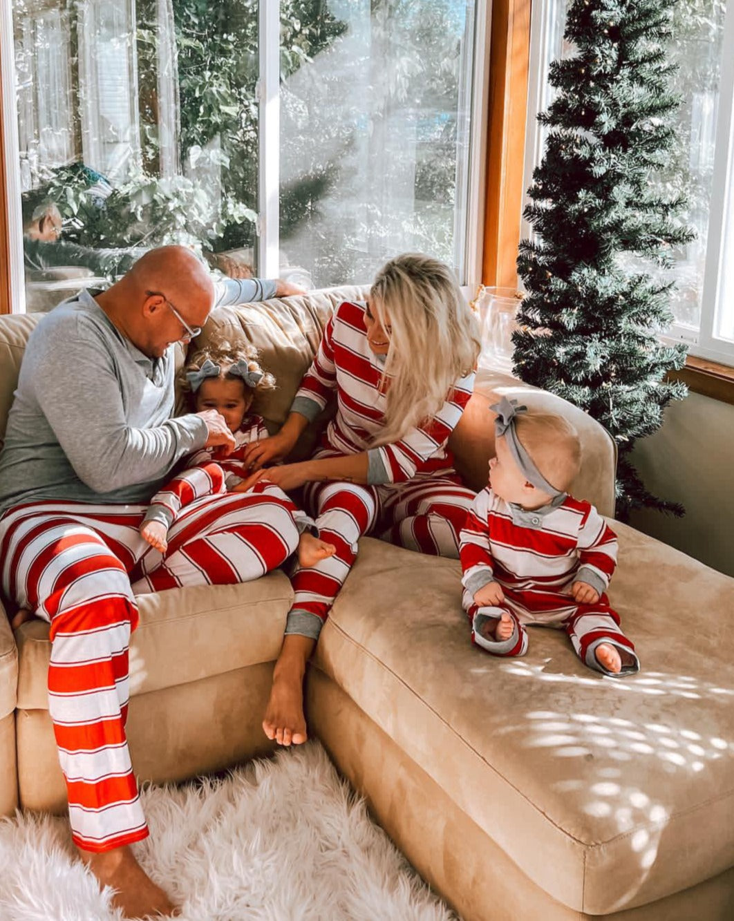 Pleasure Stripe-Family Matching Christmas Pajamas