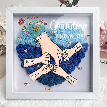 Family Love Blooms Forever – Custom Personalized Mum & Grandma Flower Shadow Box with Names | Mother’s Day gift