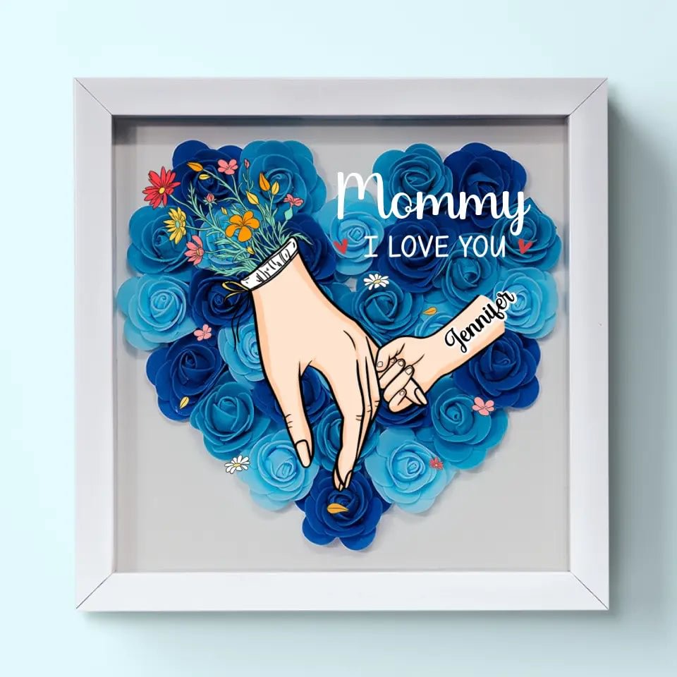 Family Love Blooms Forever – Custom Personalized Mum & Grandma Flower Shadow Box with Names | Mother’s Day gift