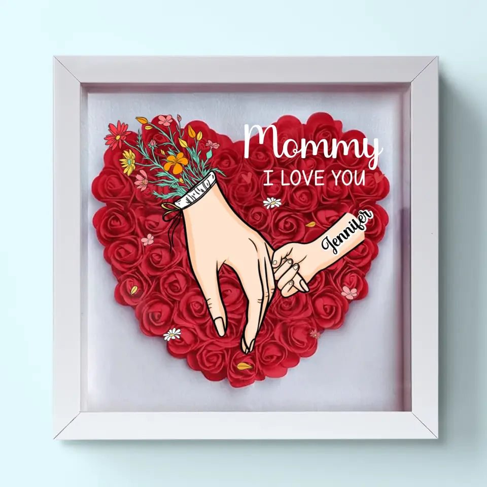 Family Love Blooms Forever – Custom Personalized Mum & Grandma Flower Shadow Box with Names | Mother’s Day gift