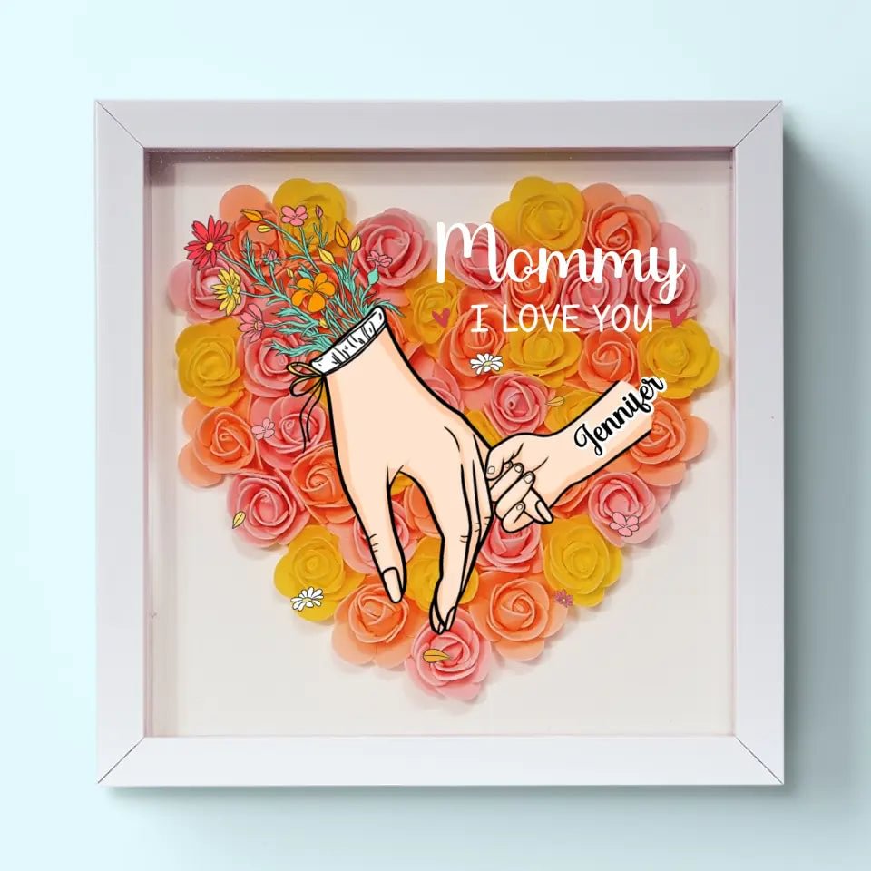 Family Love Blooms Forever – Custom Personalized Mum & Grandma Flower Shadow Box with Names | Mother’s Day gift