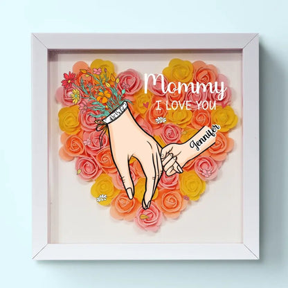 Family Love Blooms Forever – Custom Personalized Mum & Grandma Flower Shadow Box with Names | Mother’s Day gift