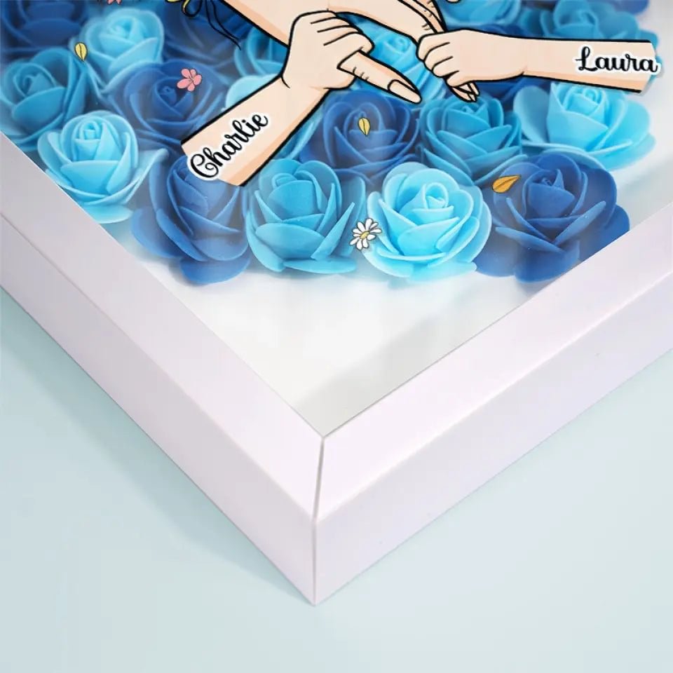 Family Love Blooms Forever – Custom Personalized Mum & Grandma Flower Shadow Box with Names | Mother’s Day gift