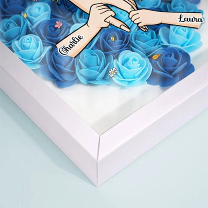Family Love Blooms Forever – Custom Personalized Mum & Grandma Flower Shadow Box with Names | Mother’s Day gift