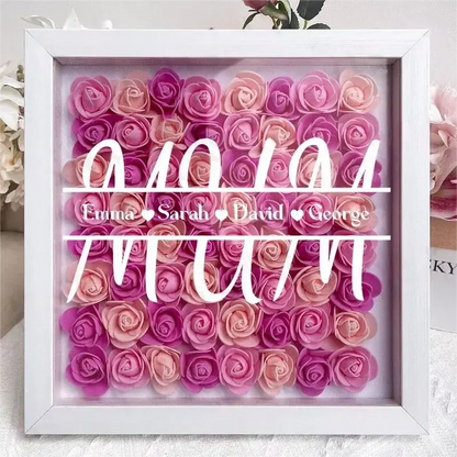 Personalized Flower Shadow Box With Kid's Name - Mother's Day Gift