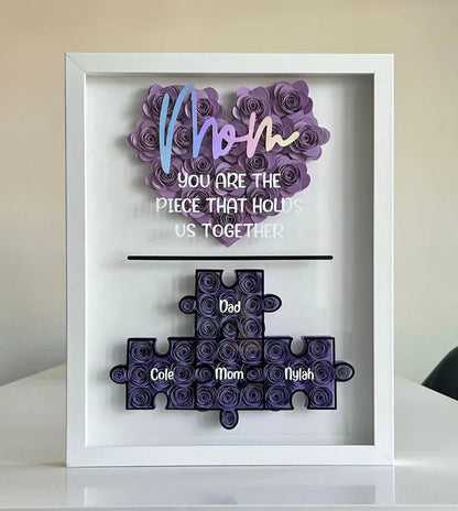Mother's Day Jigsaw Puzzle Flower Shadow Box | Customized Gift for Mom