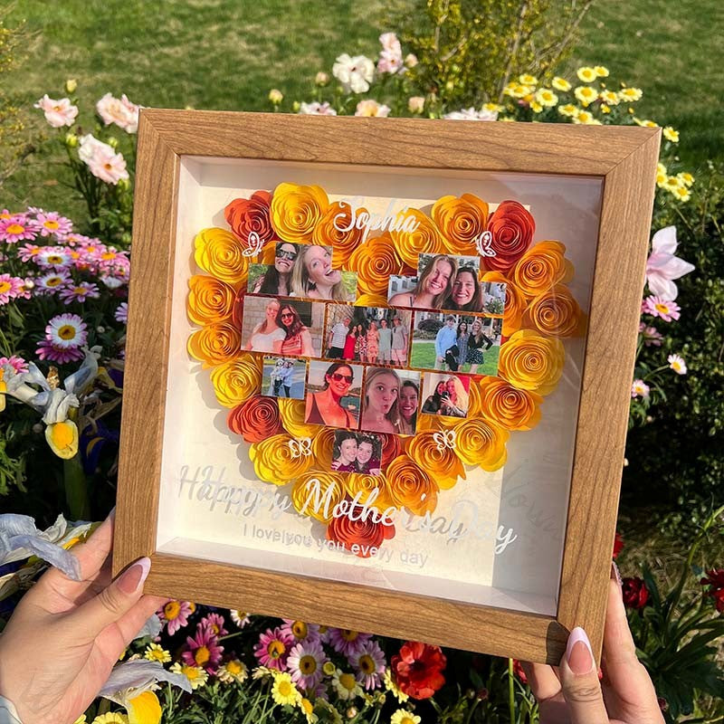 Personalized Mother's Day Photo Flower Shadow Box Gift