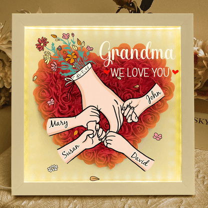 Family Love Blooms Forever - Custom Mother's Day Personalized Flower Shadow Box With Led Light Personalized Gift for mom,grandma