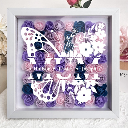 A Love That Lives On - Personalized Flower Shadow Box LED Light - A Memorial Gift With Butterflies | Mother's Day Gifts