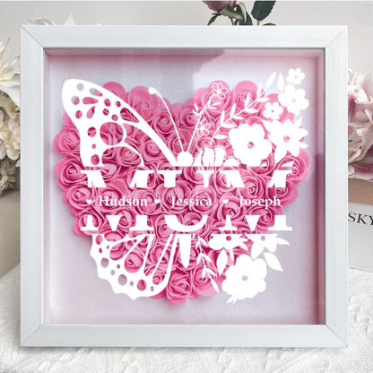A Love That Lives On - Personalized Flower Shadow Box LED Light - A Memorial Gift With Butterflies | Mother's Day Gifts