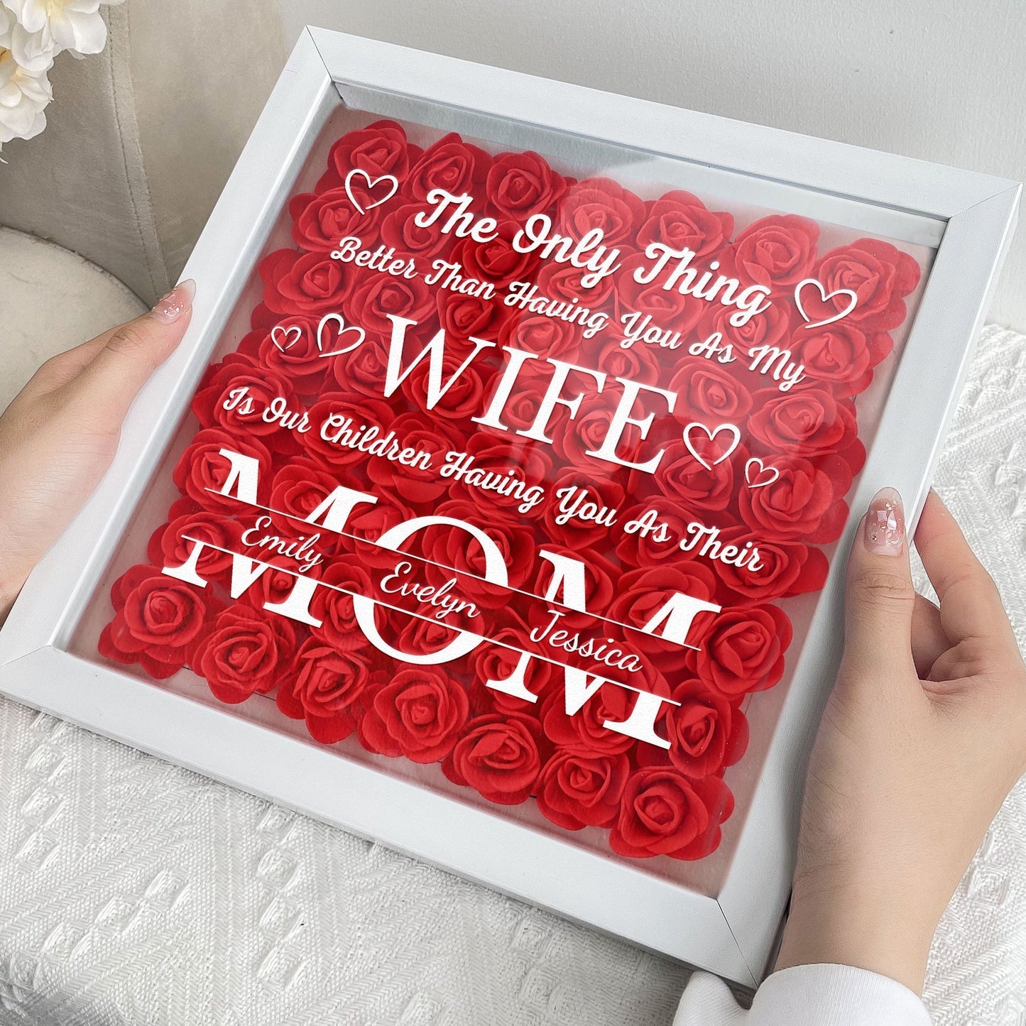 Having You As My Wife Mother's Day Gift - Personalized Flower Shadow Box With LED Light