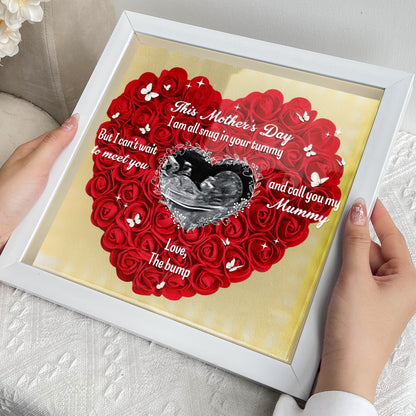 This Mother's Day I Am All Snug In Your Tummy Photo Flower Shadow Box With Led Light