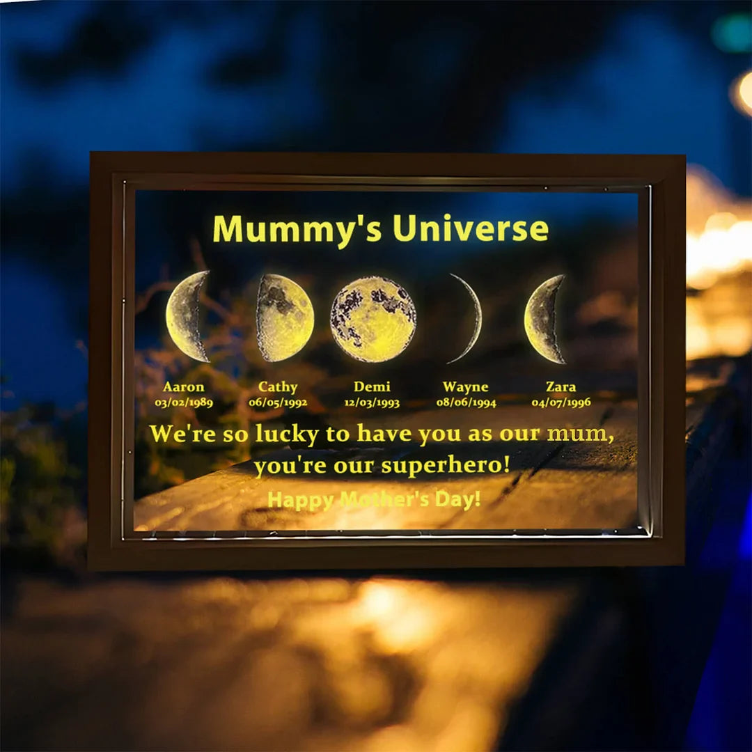 We Are So Lucky - LED Light Frame with Custom Text & Date - Mommy’s Universe