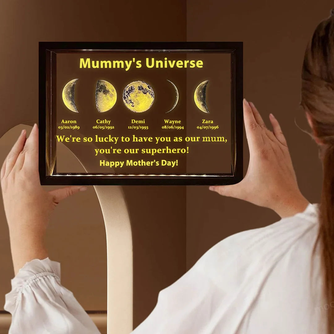 We Are So Lucky - LED Light Frame with Custom Text & Date - Mommy’s Universe