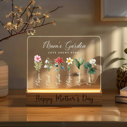 Mum’s Garden Birth Month Flower Personalized LED Night Light – Perfect Mother’s Day Gift for Mum & Grandma