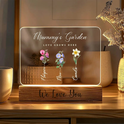 Mum’s Garden Birth Month Flower Personalized LED Night Light – Perfect Mother’s Day Gift for Mum & Grandma