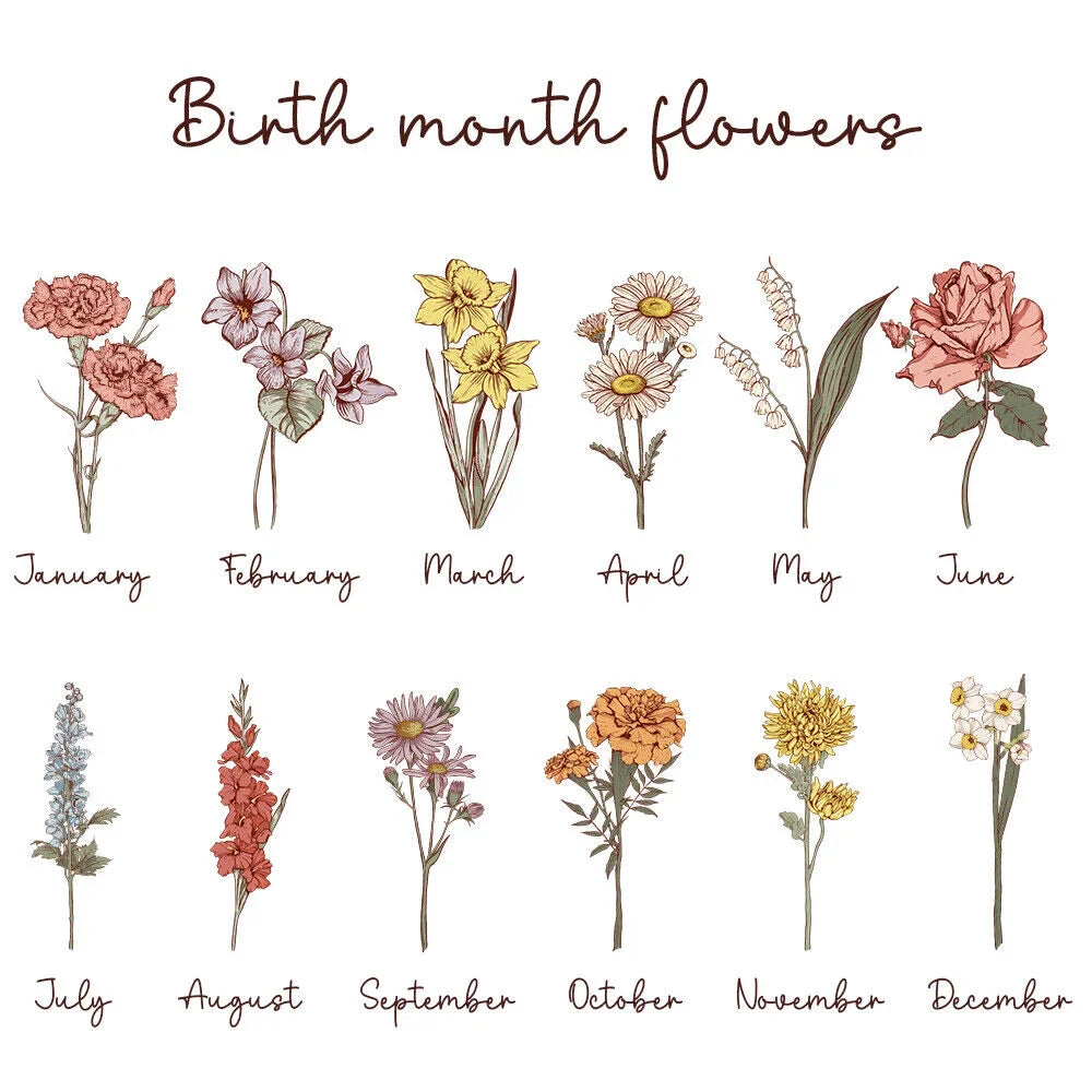 Custom Birth Month Flower LED Night Light, Mother's Day Gift for Grandma Mum
