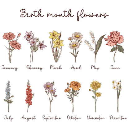 Custom Birth Month Flower LED Night Light, Mother's Day Gift for Grandma Mum