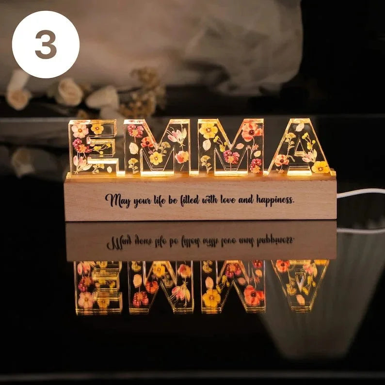 Custom Name Flower Night Light, Easter gift Personalized Light, Mother's Day Gift