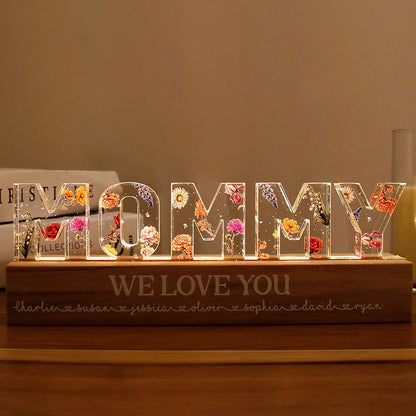 Custom Birth Flower Printed LED Night Light - 3D Illusion