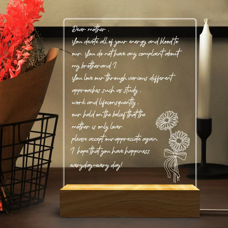 Personalized HandWritten Letter Night Light, Mother's LED Night Light, Gift for Mom, Mothers Day Gift, Grandma Nana Mommy Birthday Gifts