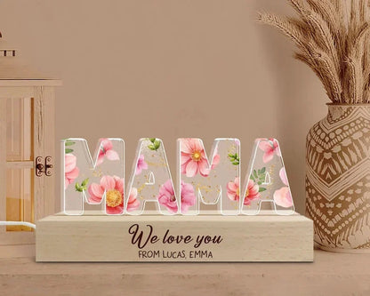 Custom Night Light Birth Flower 3D LED Light, Gift from Daughter, Mom Birthday Gift