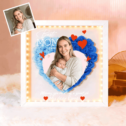 Custom Best Mom Ever Photo Flower Shadow Box, A Mother's Day Gift For Mum