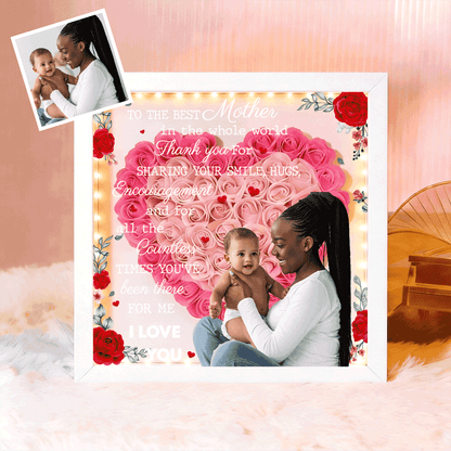 Custom TO THE BEST MOTHER IN THE WHOLE WORLD Flower Shadow Box Gift For Mother's Day