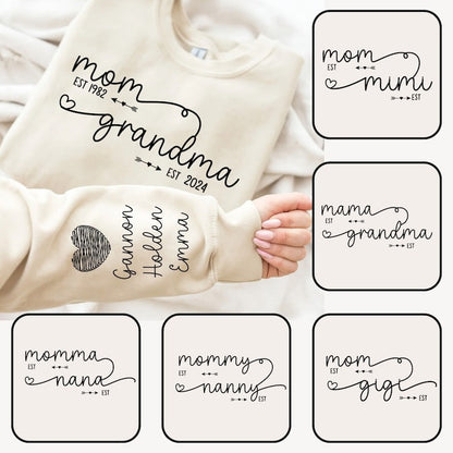 Custom Mom Grandma Est Year Sweatshirt | Mother's Day Gifts