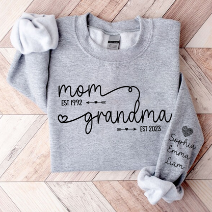 Custom Mom Grandma Est Year Sweatshirt | Mother's Day Gifts