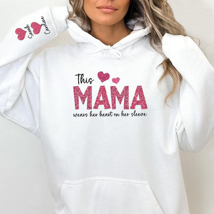 Personalized Hoodie This Mama Wears Her Heart On Her Sleeve Custom  Design Exquisite Mother's Day Gift