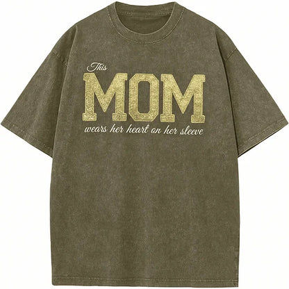 Custom Mama Glitter Embroidered Washed Sweatshirt with Kids' Names | Mother's Day Gift