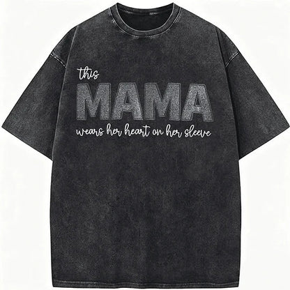 Custom Mama Glitter Embroidered Washed Sweatshirt with Kids' Names | Mother's Day Gift
