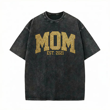 Custom Embroidered Applique Glitter Mama Washed Sweatshirt - Gift for Mom