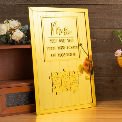 Custom Mom Puzzle Sign Mother's Day Gift from Kids Engraved Sign Piece